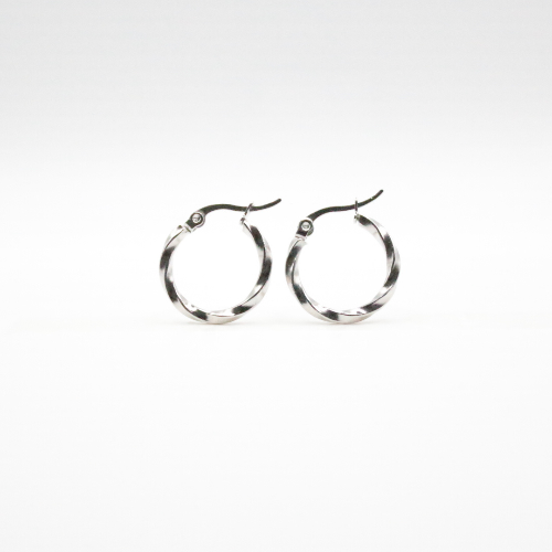 screw hoop earrings rhodium plated for daily wear