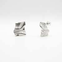 Origami Earrings Silver - Rhodium plated, Hypoallergenic