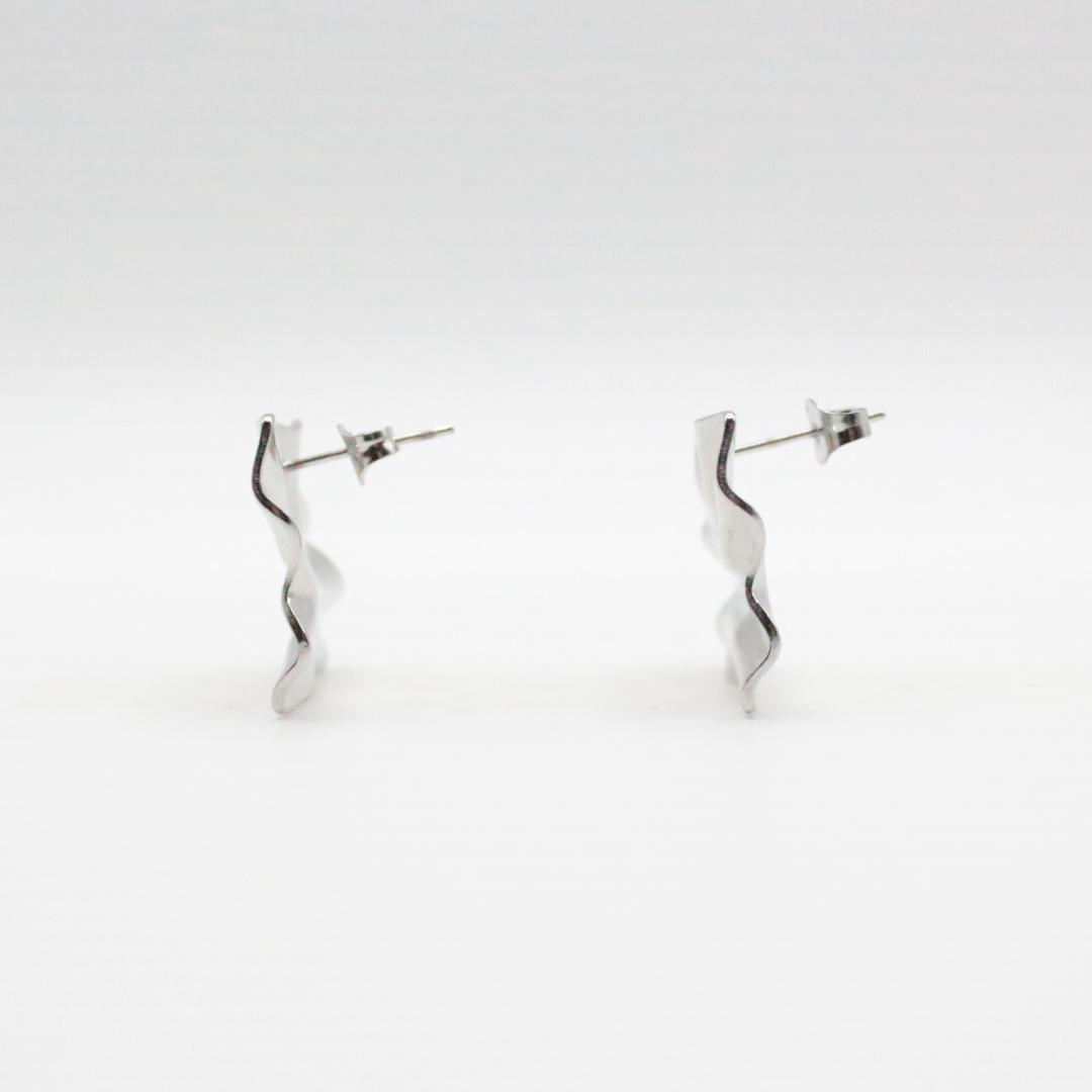 Origami Earrings Silver - Rhodium plated, Hypoallergenic