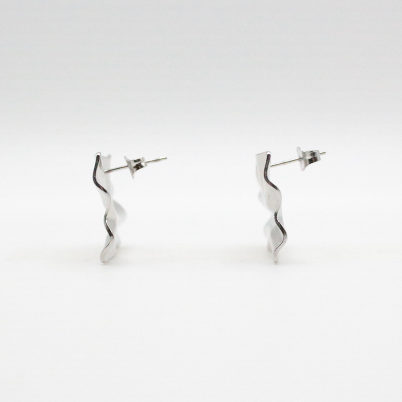 Origami Earrings Silver - Rhodium plated, Hypoallergenic