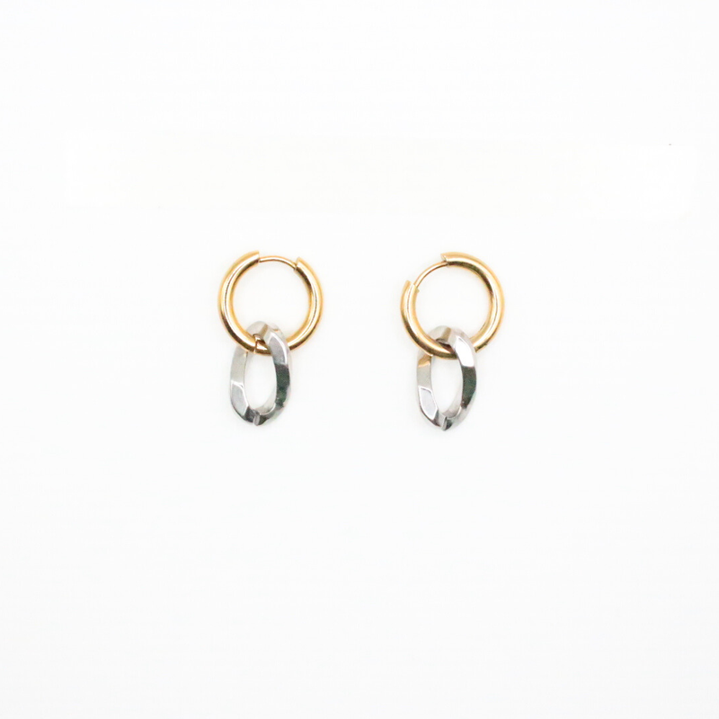 Chain Hoop Earrings Gold - Hypoallergenic