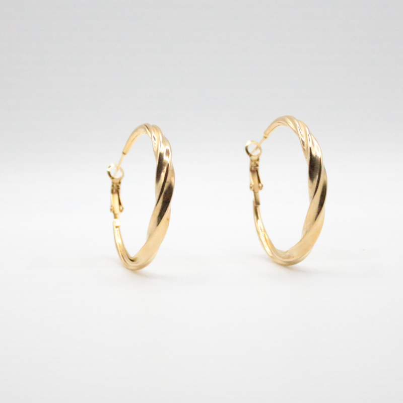 Twist Earrings 40mm Gold- 24K Gold plated, Hypoallergenic