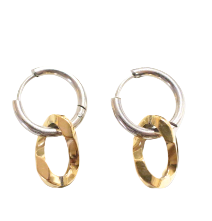 Chain Hoop Earrings Silver - Hypoallergenic