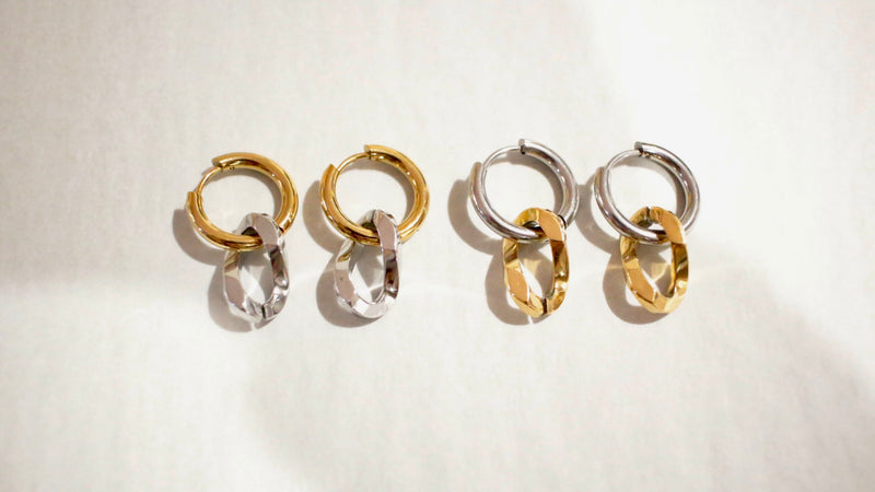 Chain Hoop Earrings Silver - Hypoallergenic