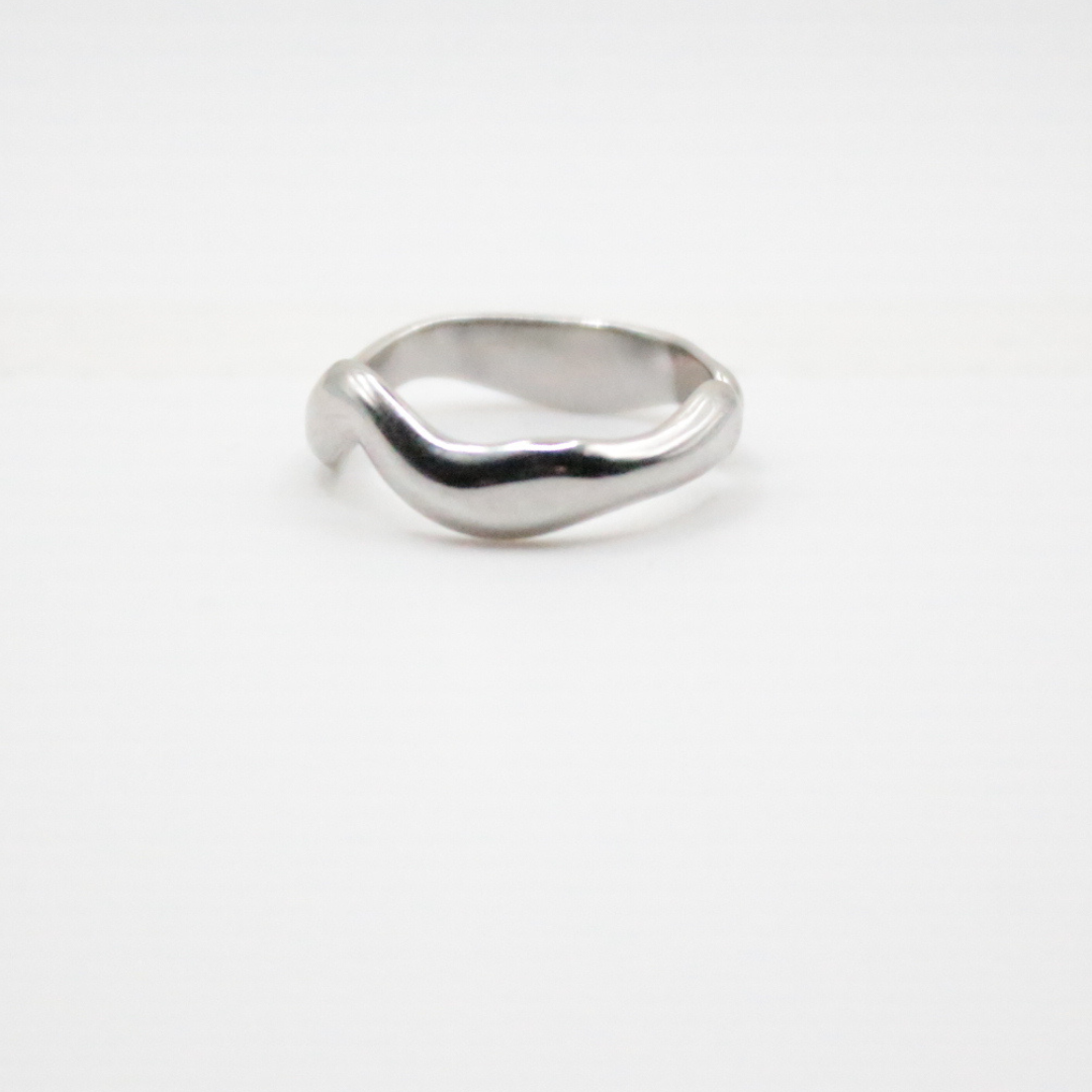 Wave Ring Silver - Rhodium plated, Hypoallergenic