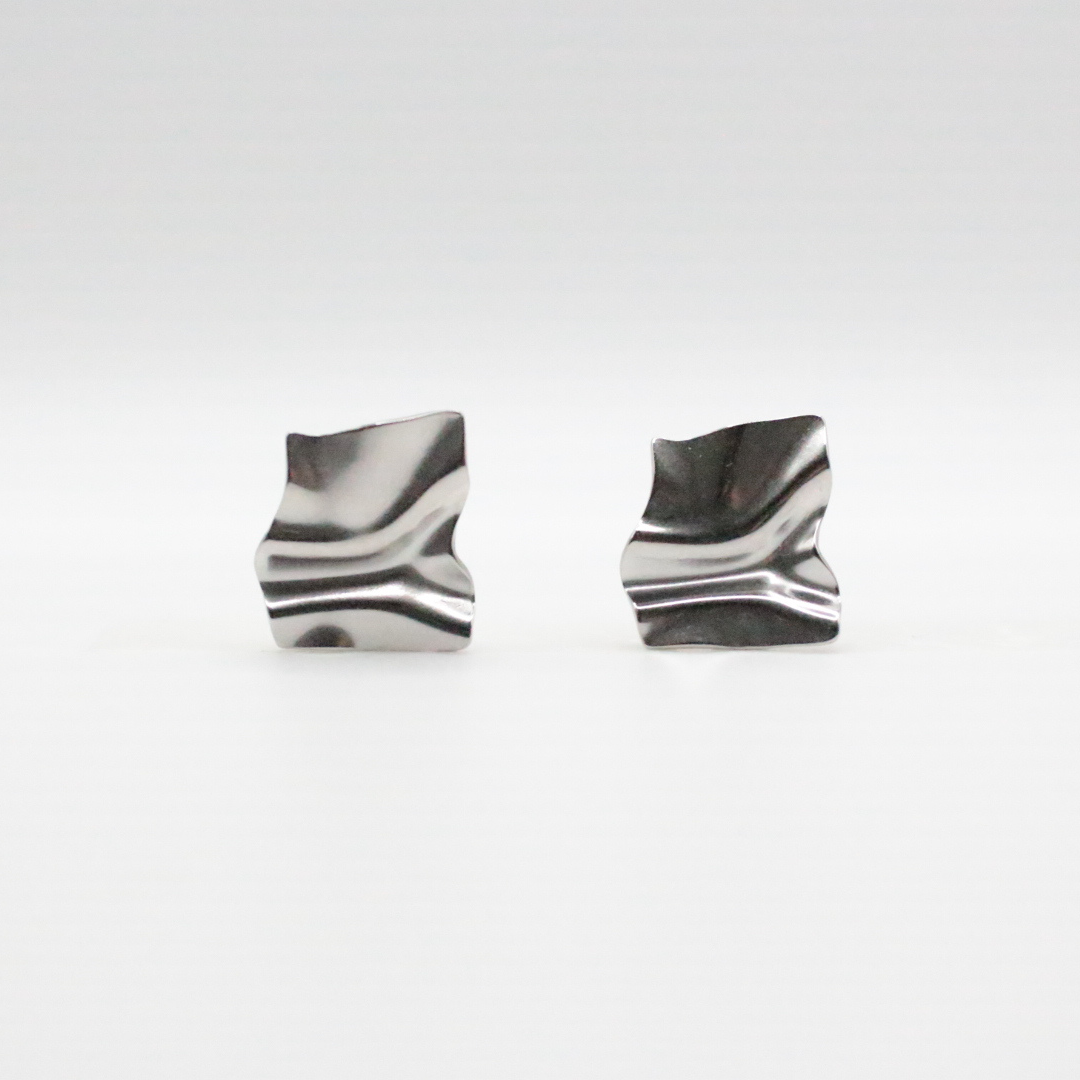 Origami Earrings Silver - Rhodium plated, Hypoallergenic