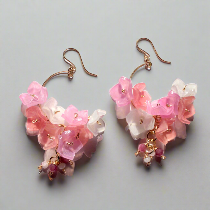 AJISAI Earrings (Pink) 14K gold-filled