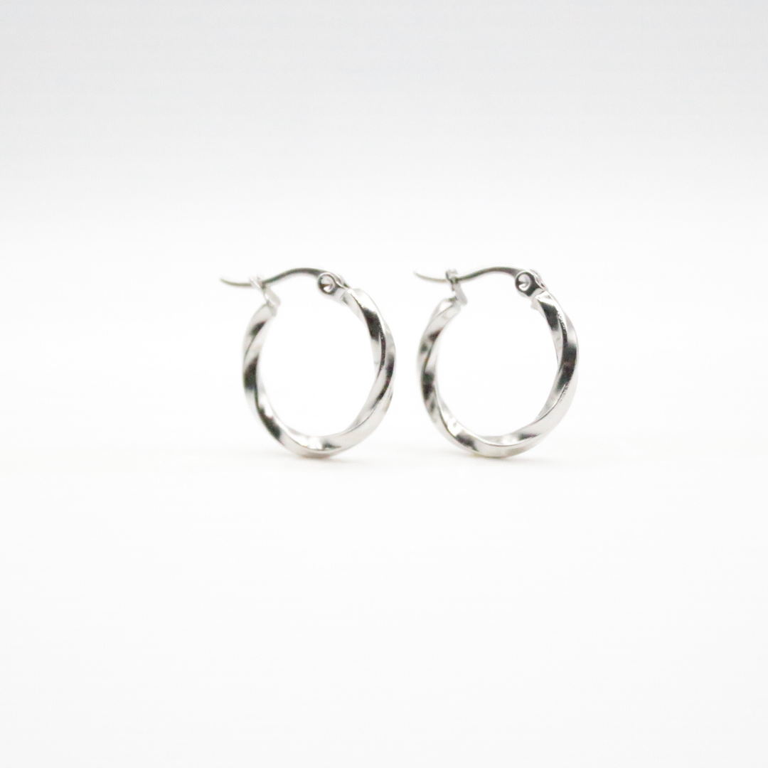 Screw Earrings Silver -  Hypoallergenic