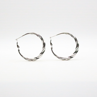 Twist Earrings 40mm Silver - Rhodium plating, Hypoallergenic