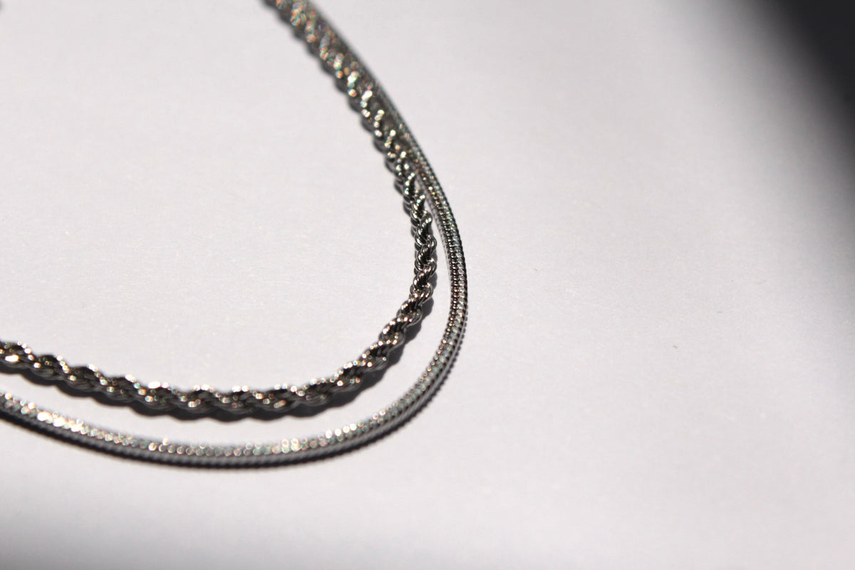 Taki |  Double Chain Necklace Silver