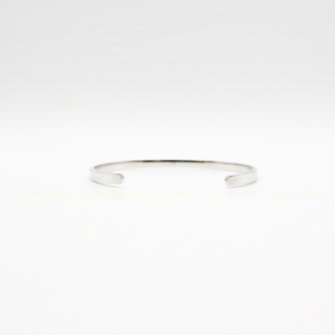 Cuff Bangle Silver - Rhodium plated, Hypoallergenic