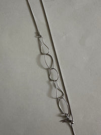 Wave Long Necklace - Rhodium plated, Hypoallergenic