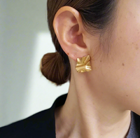 Origami Earrings Gold - 24K gold plated, Hypoallergenic