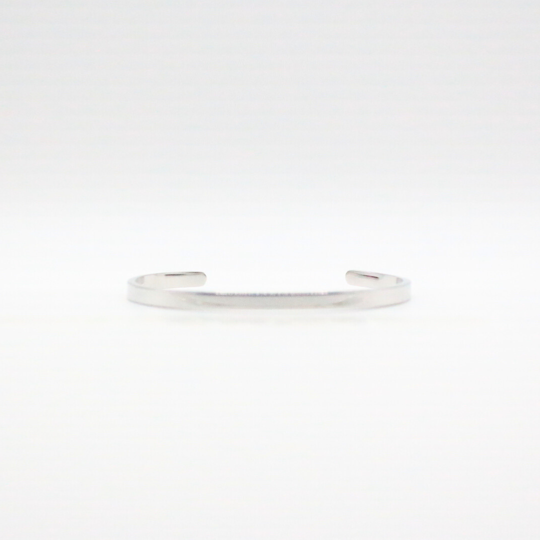 Cuff Bangle Silver - Rhodium plated, Hypoallergenic