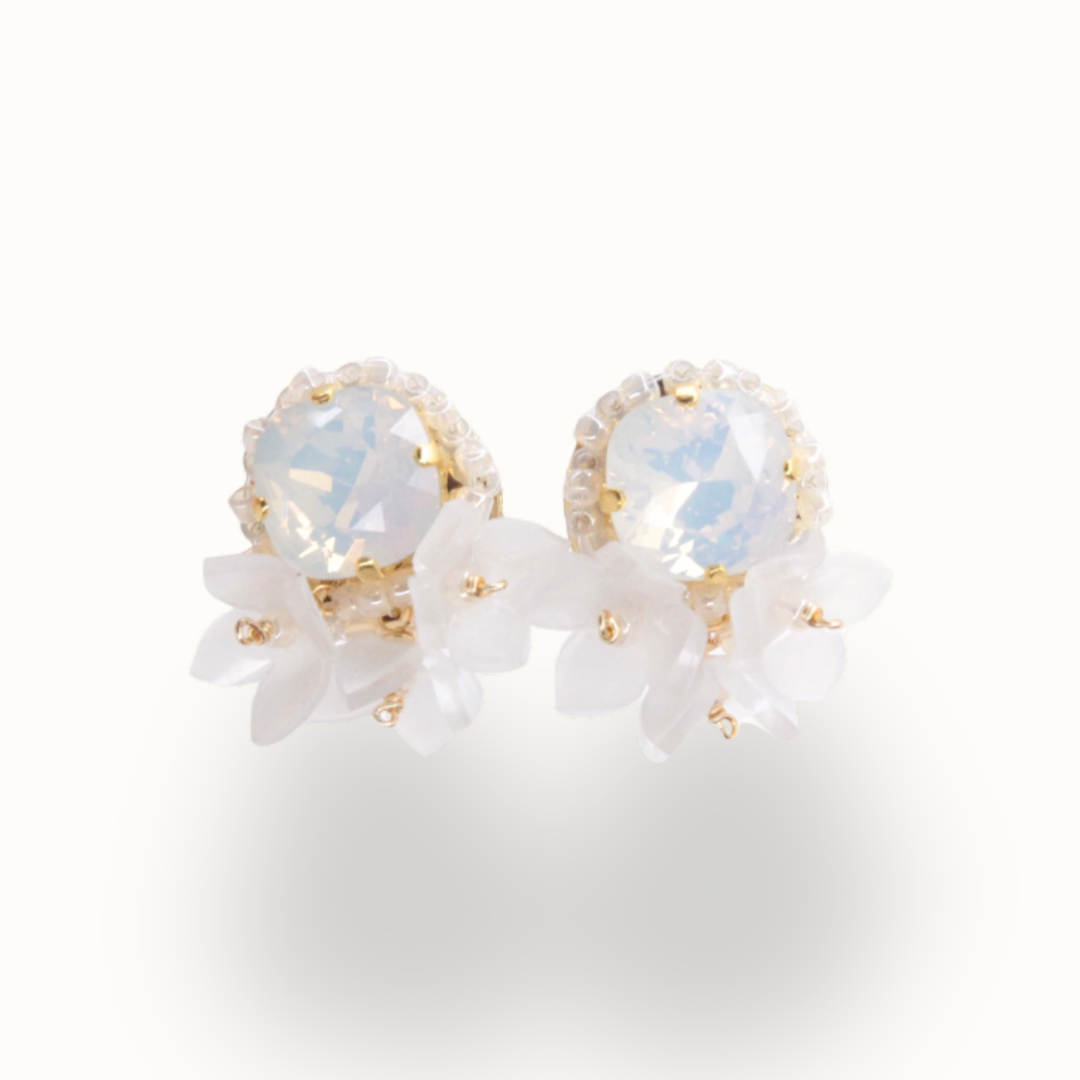 BOUQUET Earrings (White Opal) Hypoallergenic