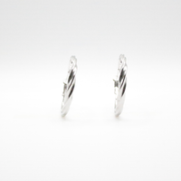 Twist Earrings 40mm Silver - Rhodium plating, Hypoallergenic