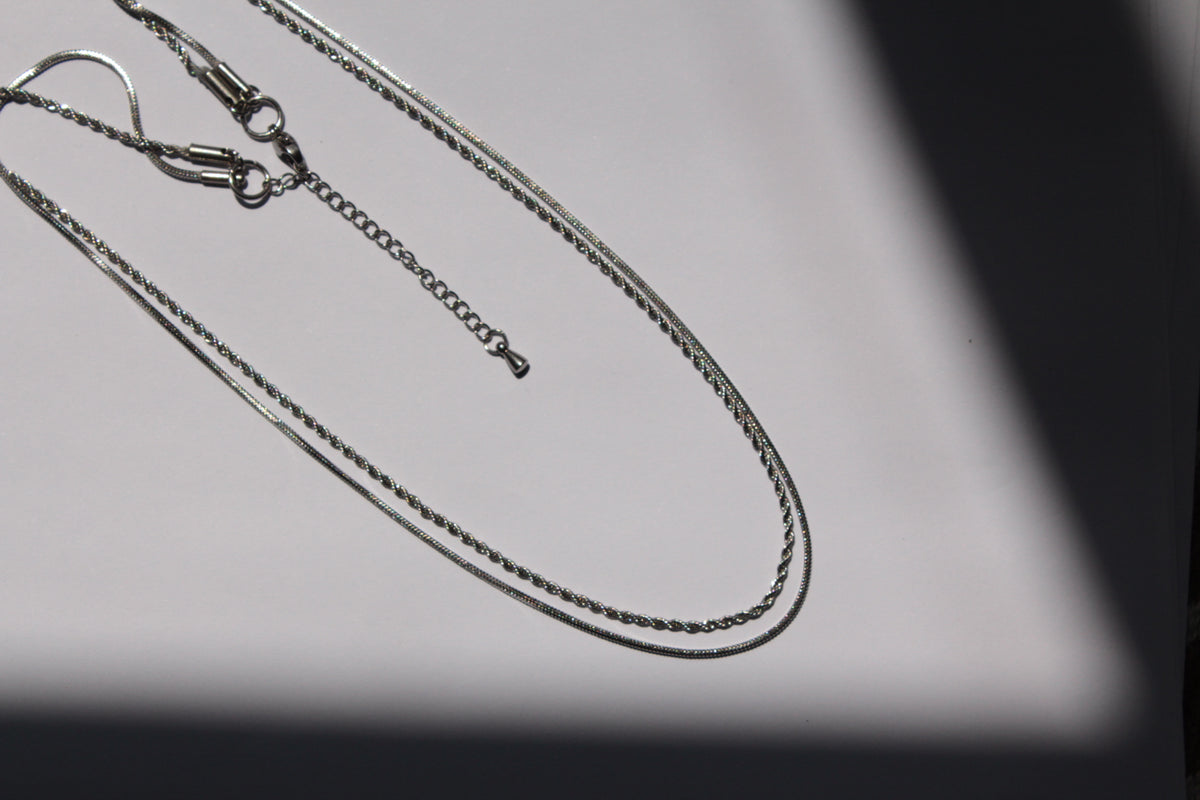 Taki |  Double Chain Necklace Silver