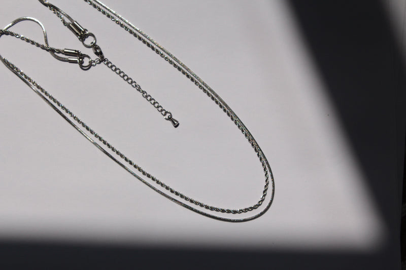 Taki |  Double Chain Necklace Silver