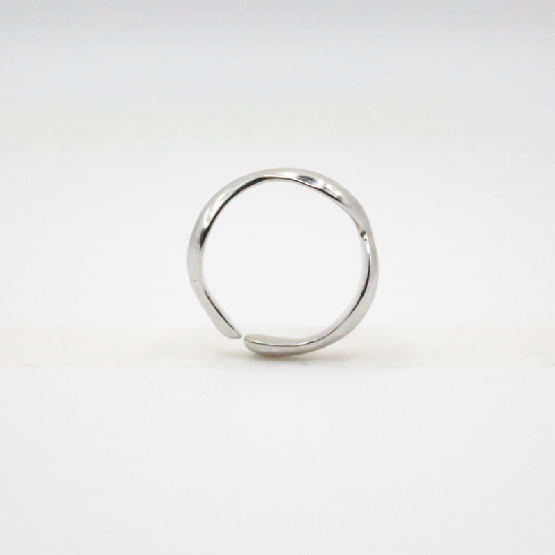 Wave Ring Silver - Rhodium plated, Hypoallergenic