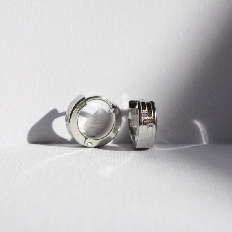Maya | Meander Hoop Earrings Silver