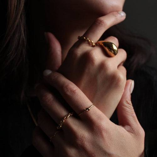24k gold plated chain ring bold  design gift for mum 
