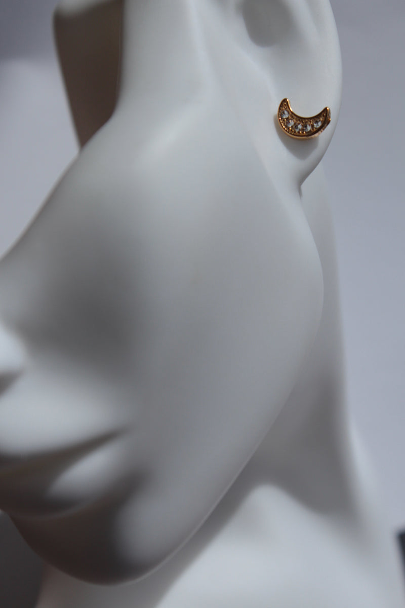 Gekka  | Crescent Moon Stud Earrings Gold