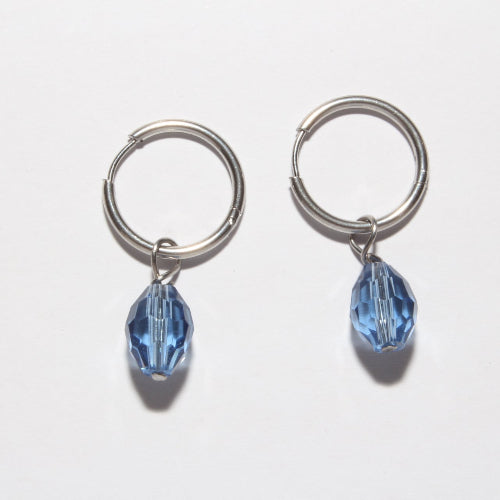 blue crystal charms handmade for silver earrings 