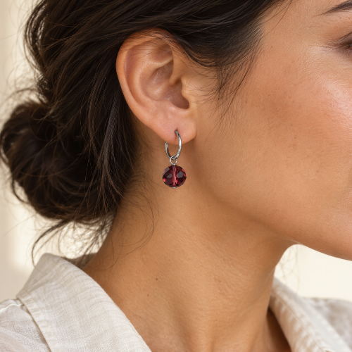 Purple jewellery charms hoop earrings 