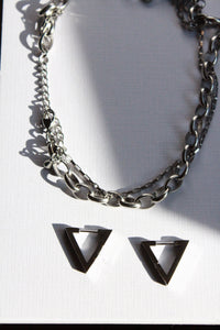 Kaku |  Triangle Hoop Earrings Silver