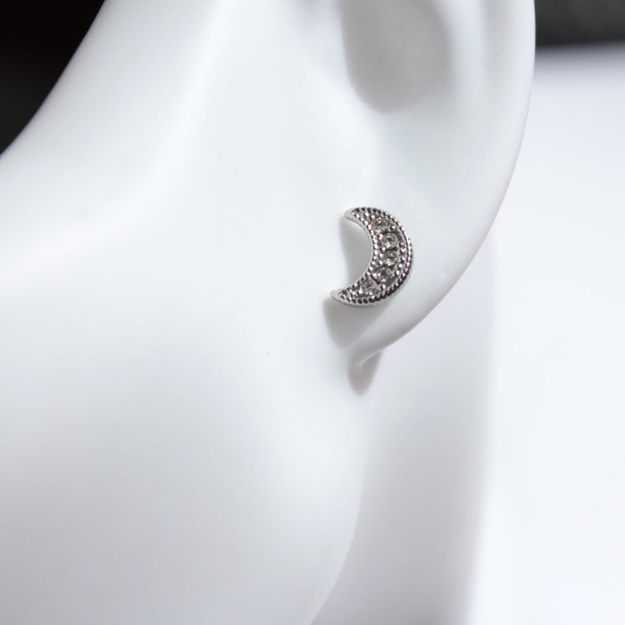 Gekka  | Crescent Moon Stud Earrings Silver