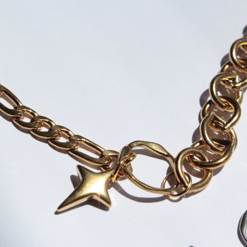 Handmade gold chain necklace with figaro 