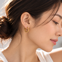 Mitsu |  Twist Hoop Earrings Gold