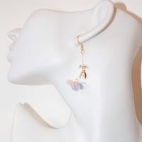soft pink, purple and gold japanese handmade earrings 