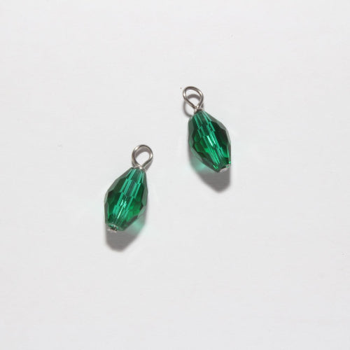 emerald green crystals charms silver handmade 