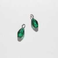 emerald green crystals charms silver handmade 