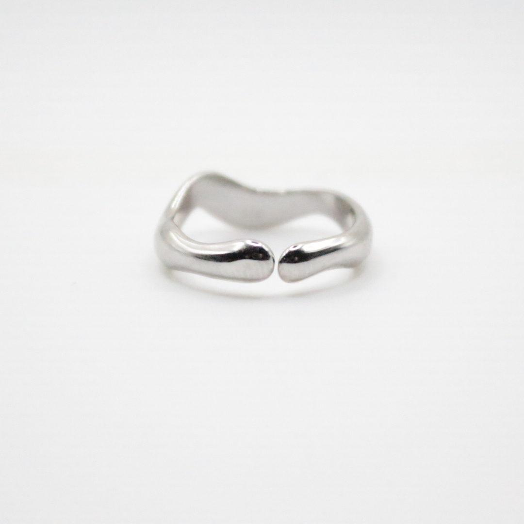 Wave Ring Silver - Rhodium plated, Hypoallergenic