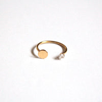 full moon gold open ring, stainless steel, rhinestone waterproof and hypoallergenic  