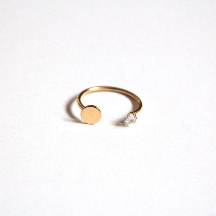 full moon gold open ring, stainless steel, rhinestone waterproof and hypoallergenic  