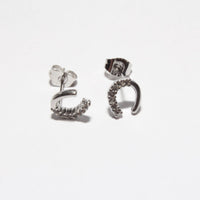 a pair of earrings silver horseshoes stud waterproof 