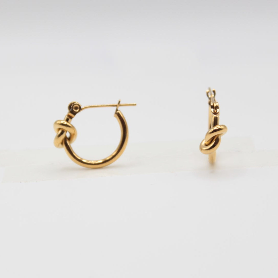 Gold Knot Hoop Earrings 24K gold plated Handmade