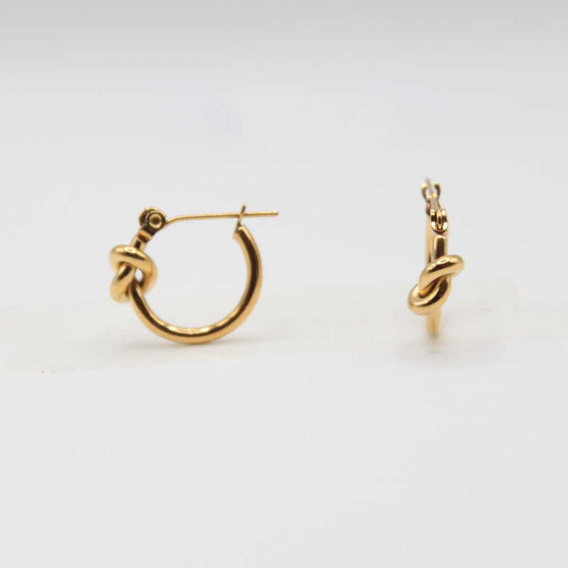 Gold Knot Hoop Earrings 24K gold plated Handmade