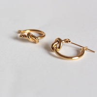 Gold Knot Hoop Earrings Yui Japanese Handmade