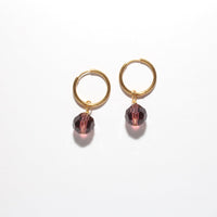 hoop earrings with purple crystal charms 
