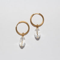 gold hoop earrings crystal clear charms 