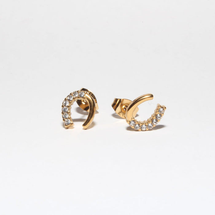 Horseshoe earrings stud gold waterproof 