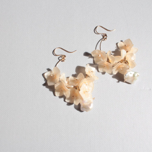 Japanese handmade hoop earrings with freshwater pearl