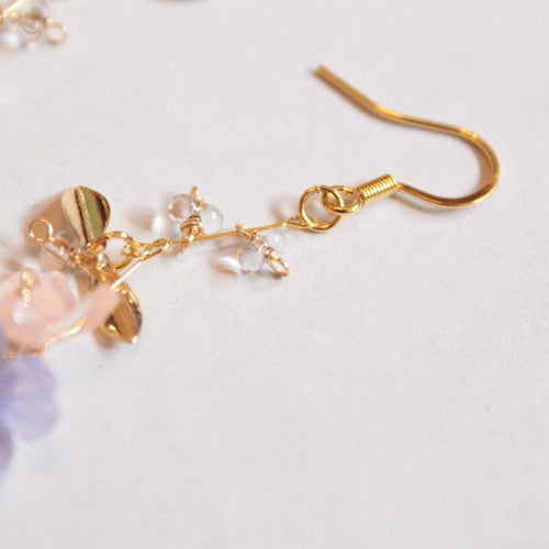 Japanese handmade earrings with gold hook for sensitive skins 