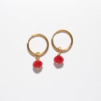 handmade red crystal charms gold hoops