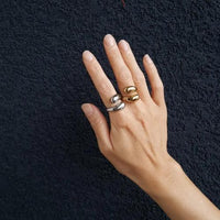 Shizuku bold silver ring rhodium plated for daily wear and sensitive skin. Japanese minimalist design