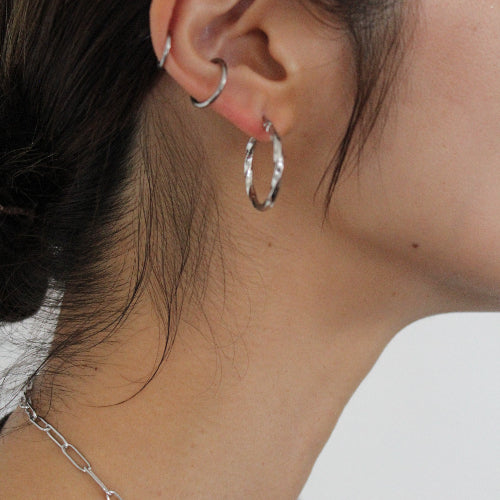 Silver hoop Japanese earrings long lasting dainty design 